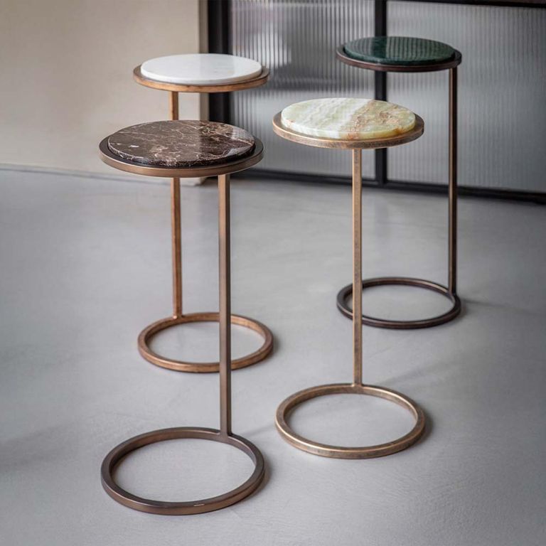 Iota Accent Table - White Banswara Marble - Round