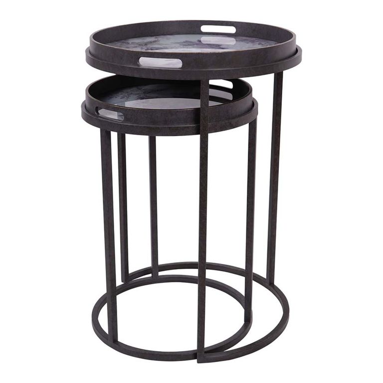 Laura Ashley Linlithgow Side Tray Table - Round - Set of 2