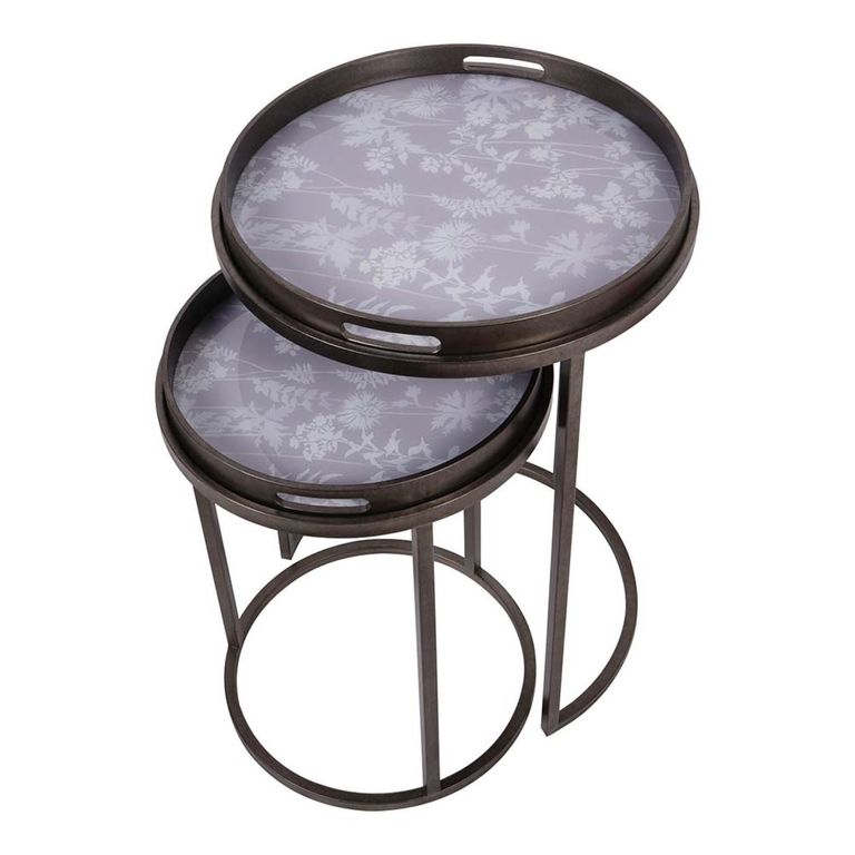 Laura Ashley Tidworth Side Tray Table - Round - Set of 2