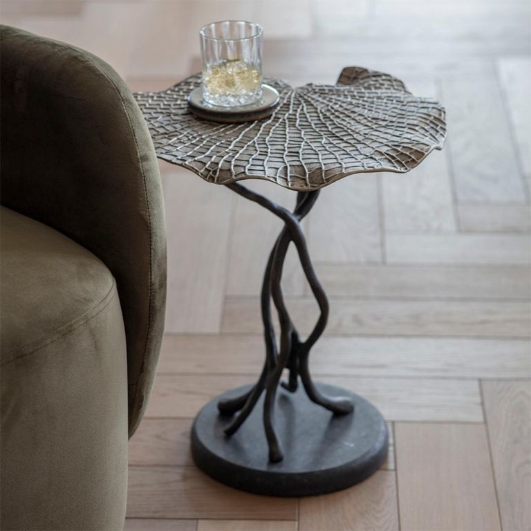 Lily Pad Side Table - Antique Brass - Leaf