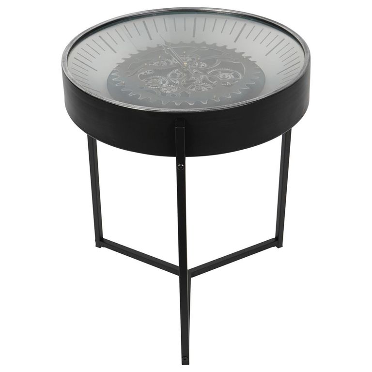 Palladium Side Table - Black and Nickel Cogs - Round
