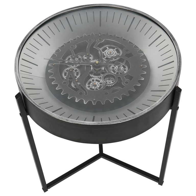 Palladium Side Table - Black and Nickel Cogs - Round