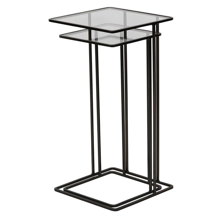 Salzburg Side Table - Glass and Bronze Metal - Square - Set of 2
