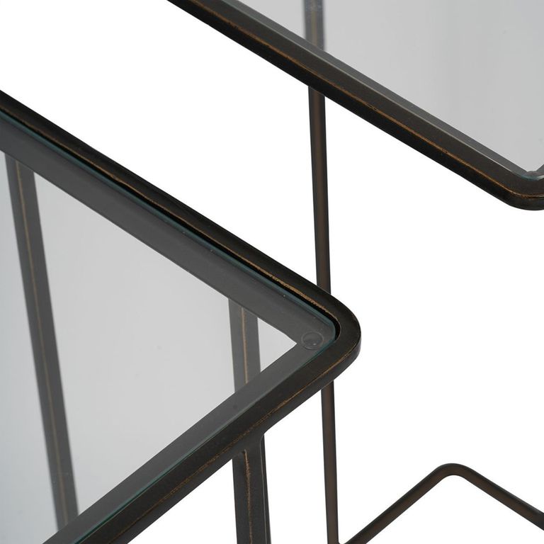 Salzburg Side Table - Glass and Bronze Metal - Square - Set of 2