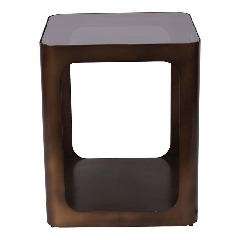 Thorpe Side Table - Bronze Glass and Metal - Square
