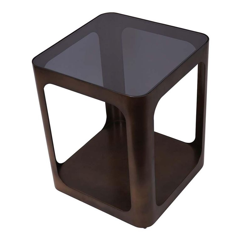 Thorpe Side Table - Bronze Glass and Metal - Square