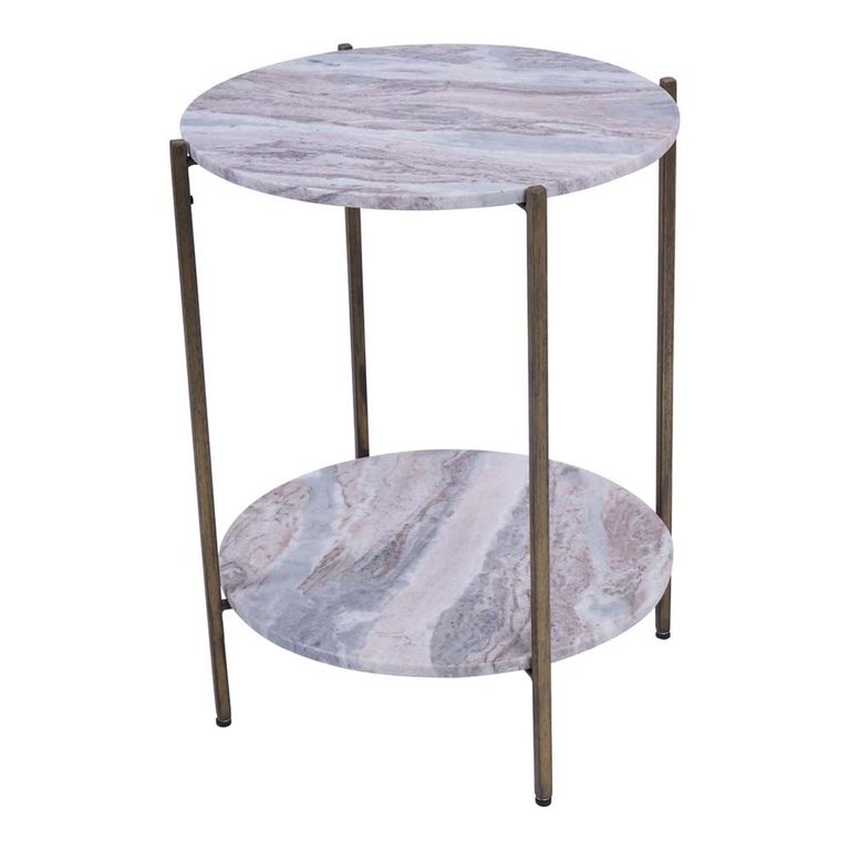 Toronto Side Table - Grey Marble - Round