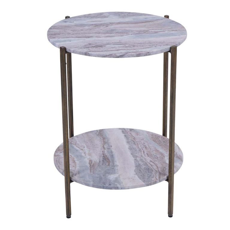 Toronto Side Table - Grey Marble - Round