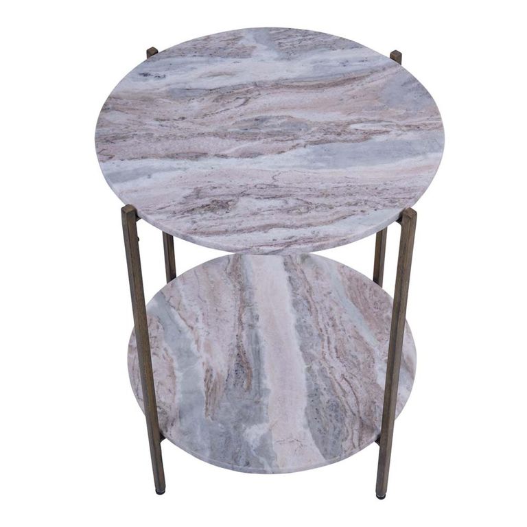 Toronto Side Table - Grey Marble - Round