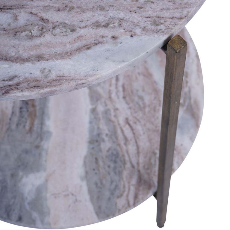 Toronto Side Table - Grey Marble - Round
