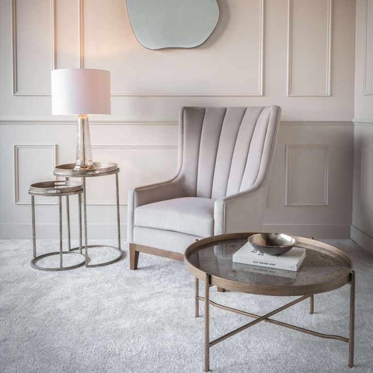 Vienna Side Tray Table - Gold Atlas Metal - Round - Set of 2