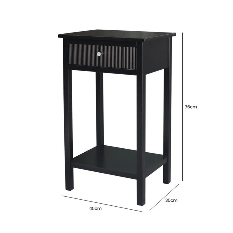 Lindon End Table - 1 Drawer - Black