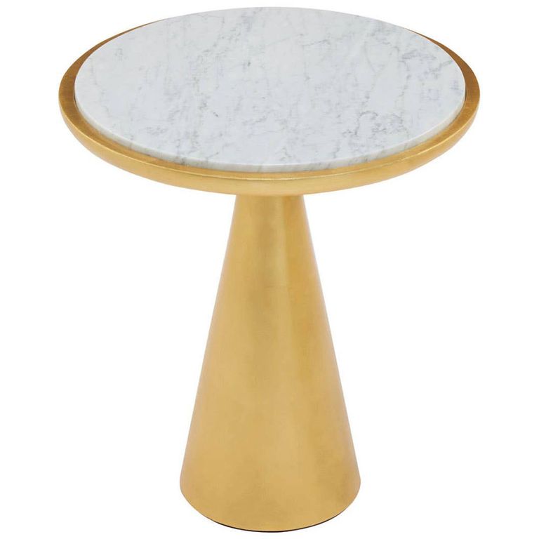 Lino Side Table - Small Round - White Marble with Gold Metal