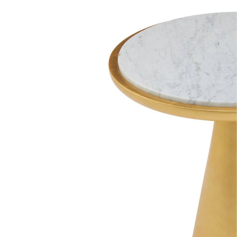 Lino Side Table - Small Round - White Marble with Gold Metal