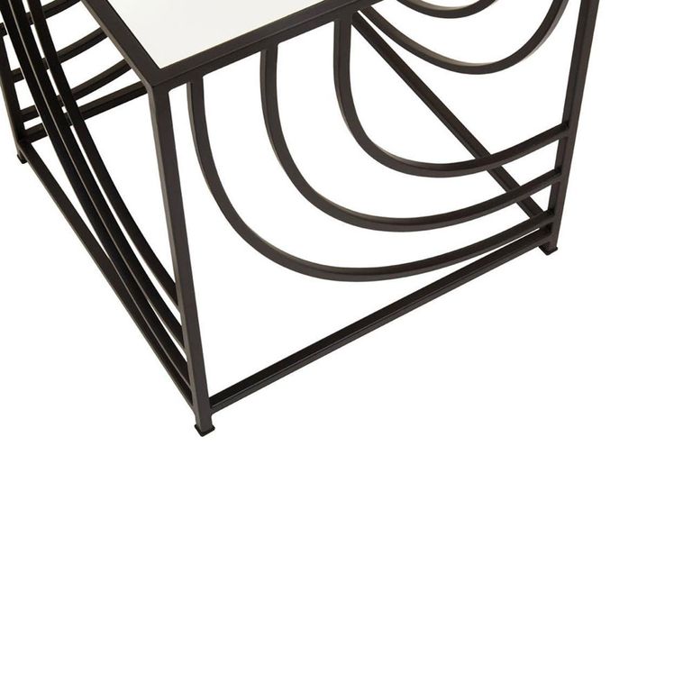 Logan Side Table - Square - Mirrored with Black Metal