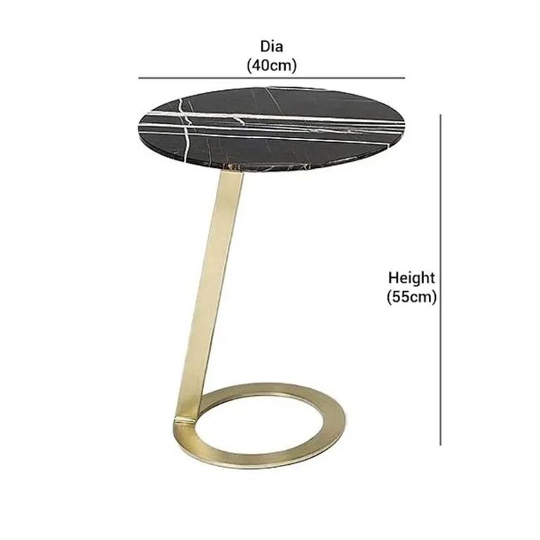 Loop Accent Table - Round - Marble with Brass Base - Variation Available