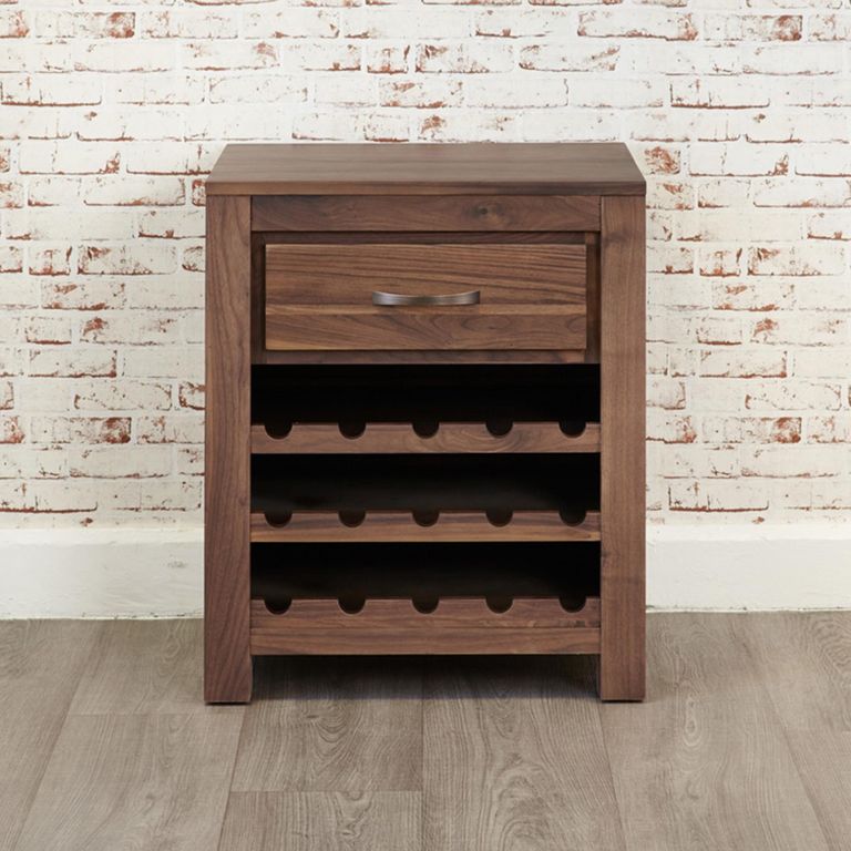 Mayan Walnut Lamp Table - Wine Rack