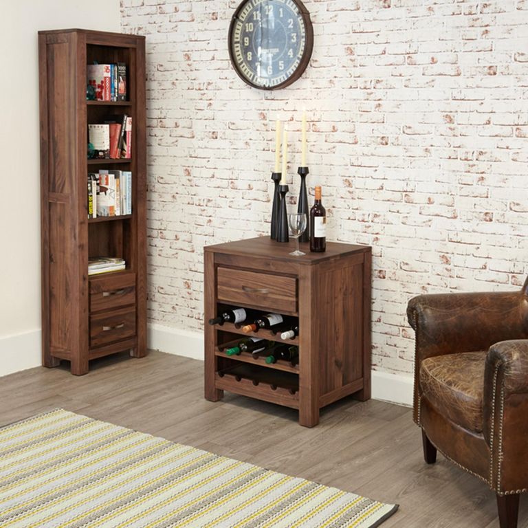 Mayan Walnut Lamp Table - Wine Rack