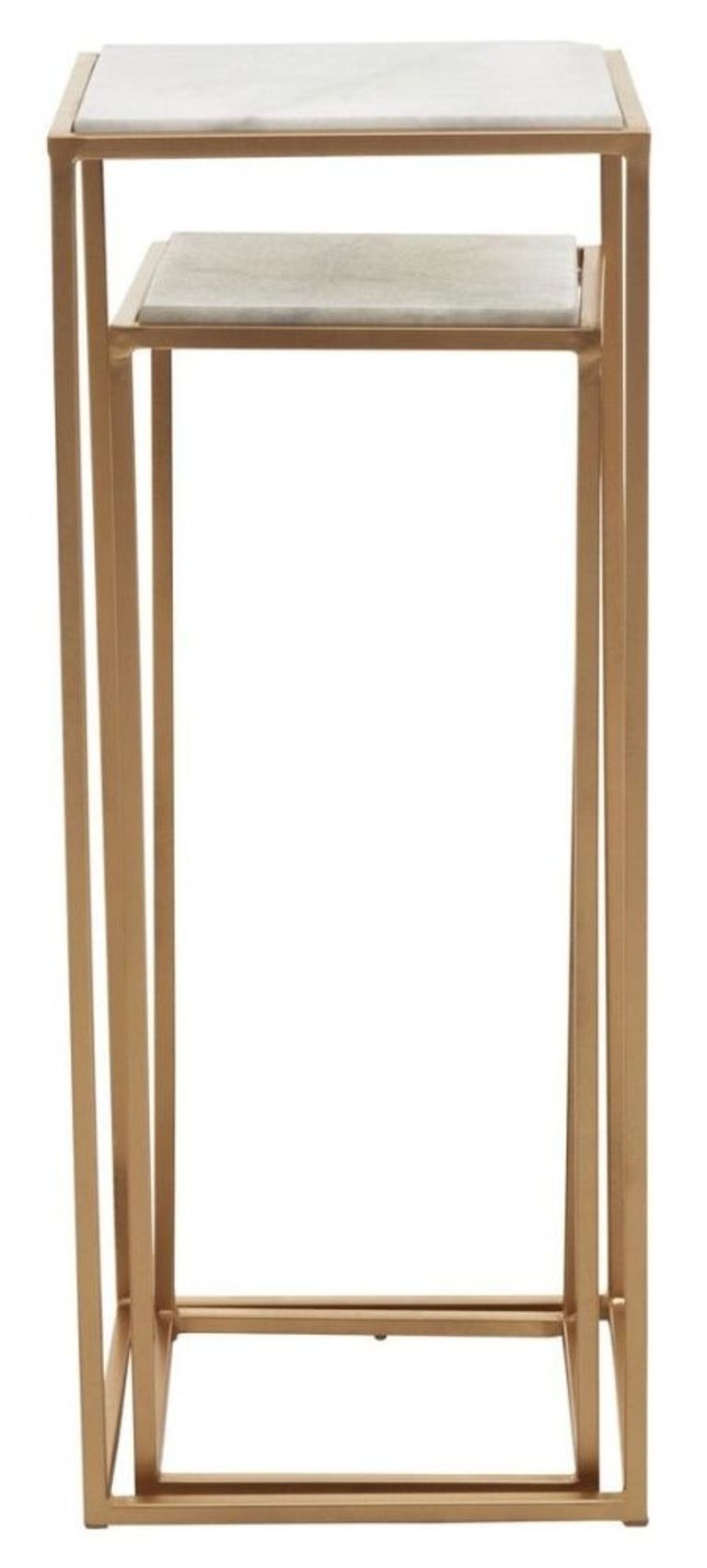 Mandoli Side Table - Set of 2 - White Marble and Gold - Square