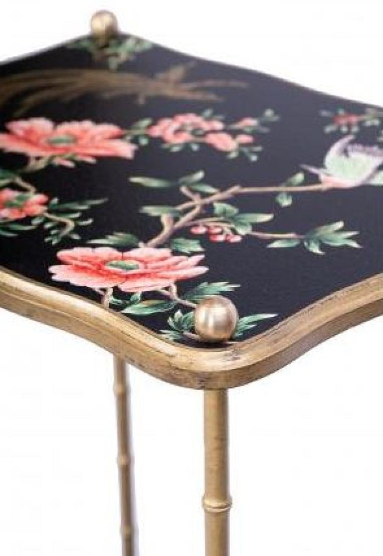 Meerut Black Lyre Bird Design Side Table