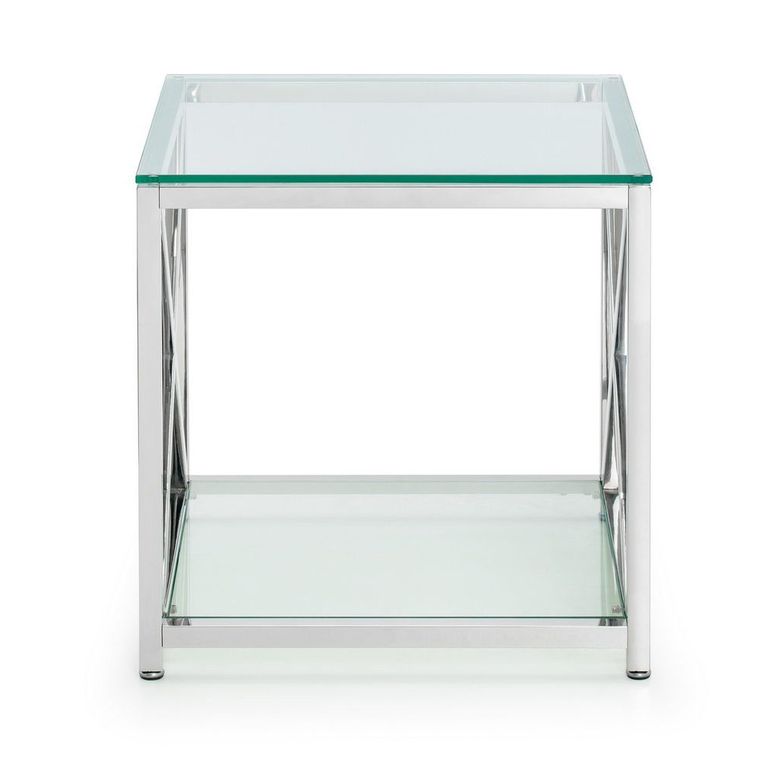 Miami Lamp Table - Square - Glass and Chrome