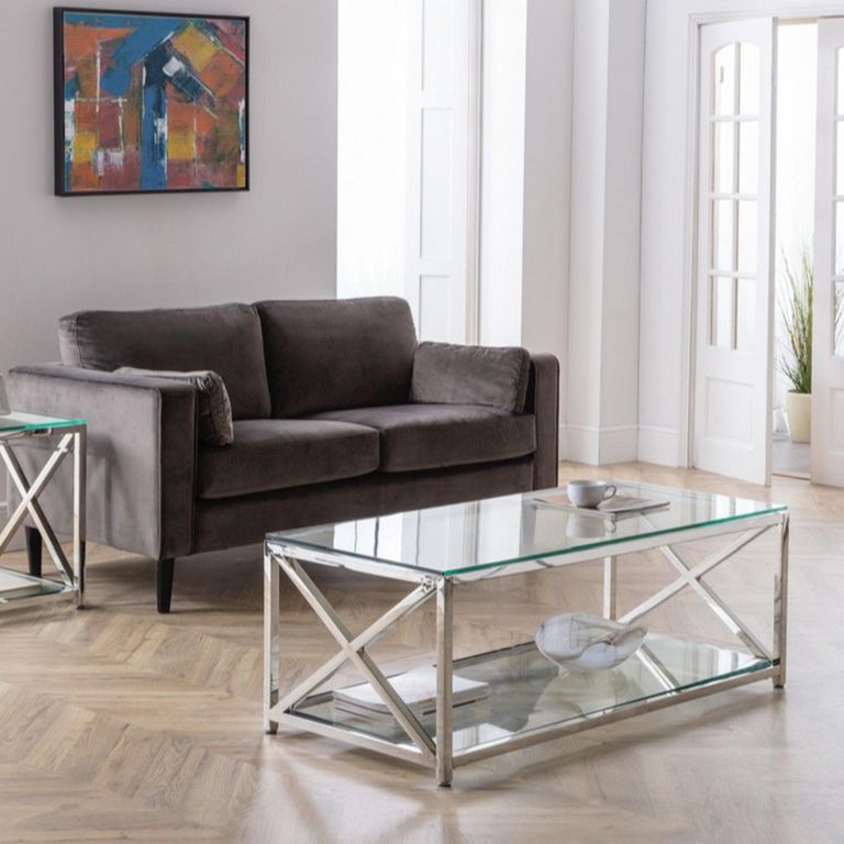 Miami Lamp Table - Square - Glass and Chrome
