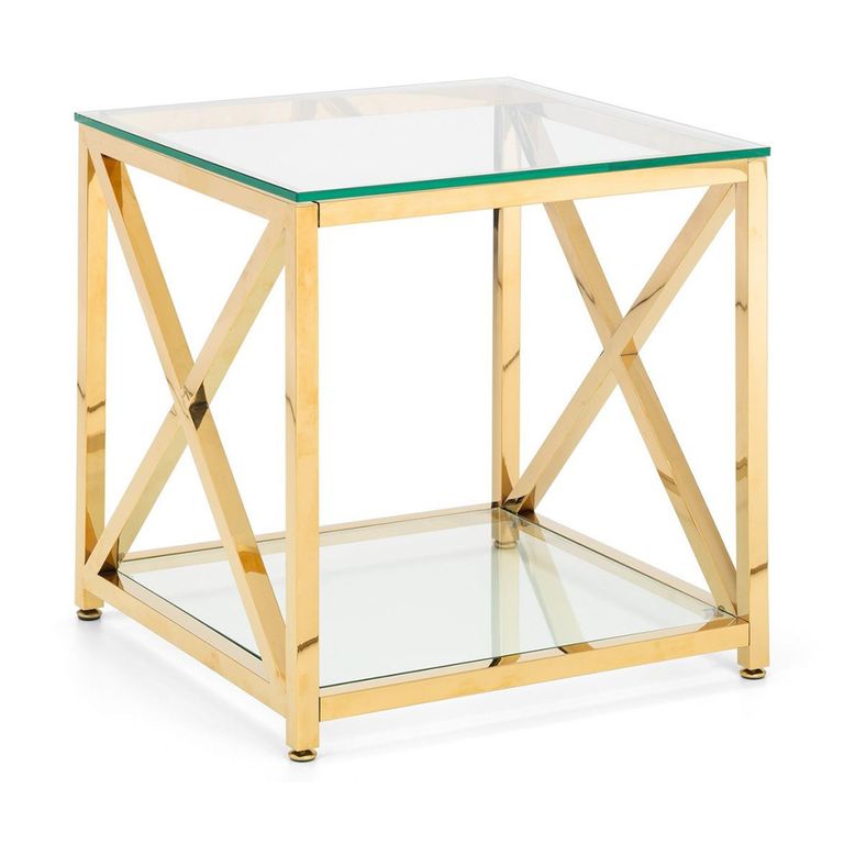 Miami Lamp Table - Square - Glass and Gold