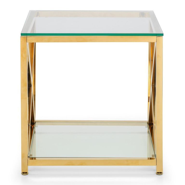 Miami Lamp Table - Square - Glass and Gold