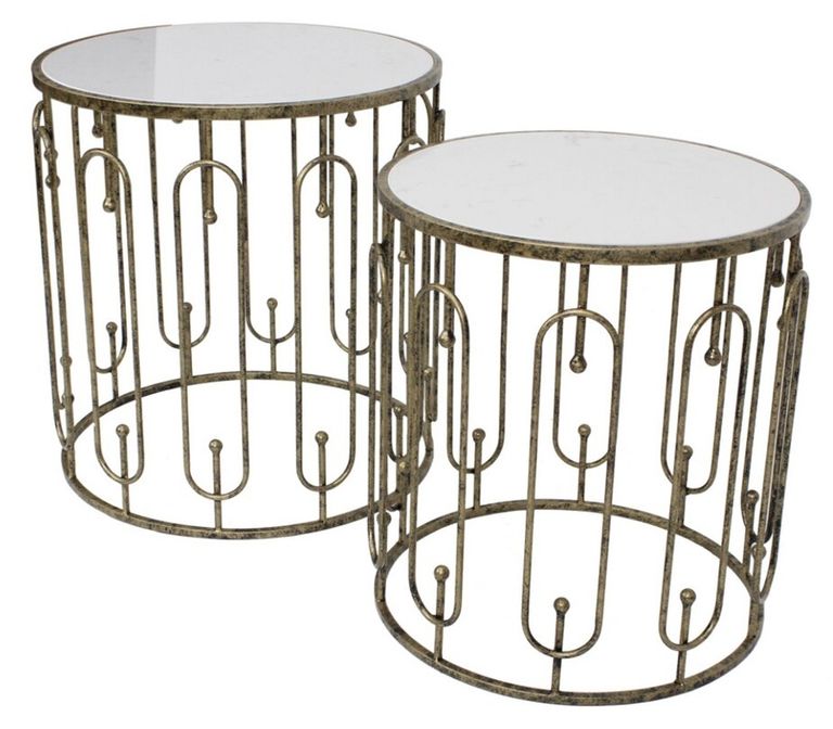 Estela Marble Side Table - Antique Gold - Set of 2