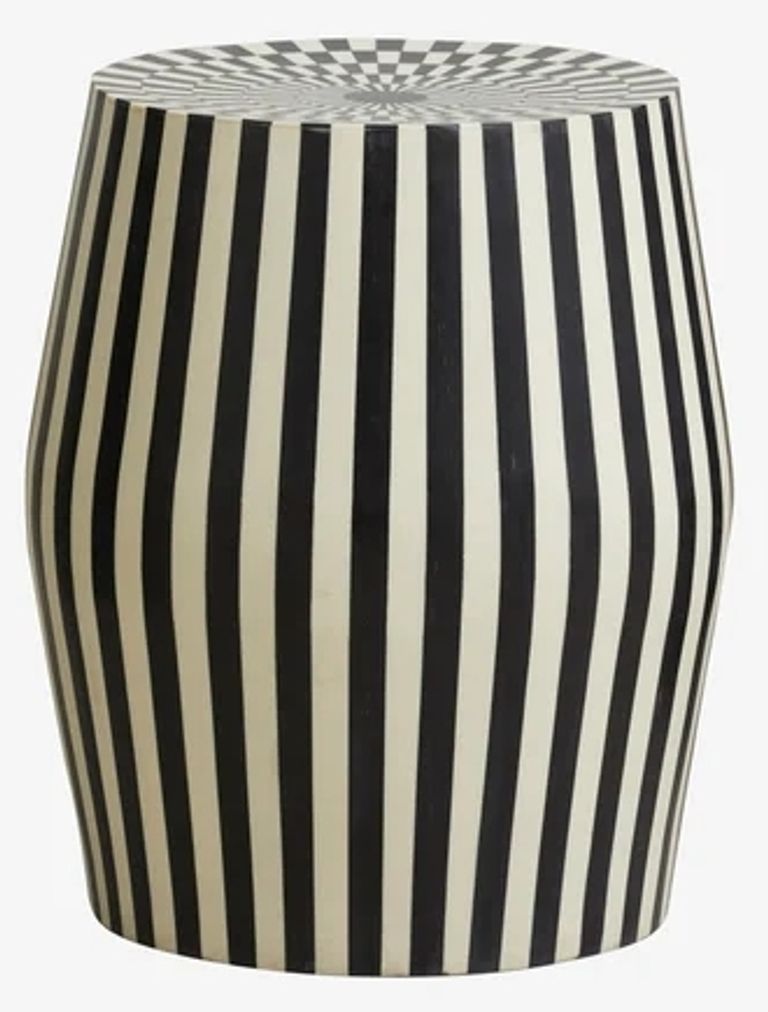 Taura Black and White Sidetable Stool