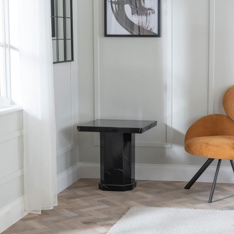 Naples Black Marble Square Side Table