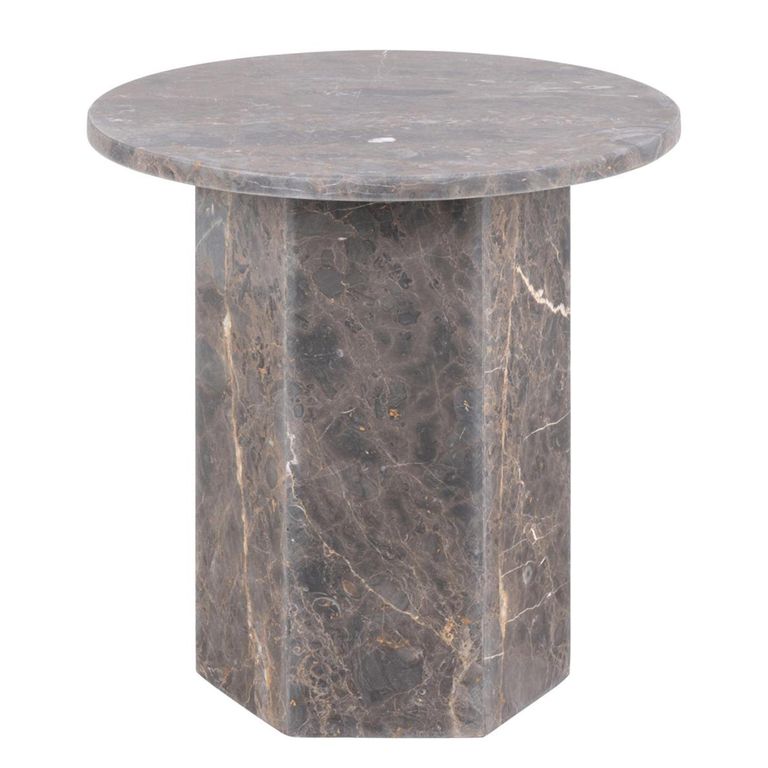 Naxos Side Table - Round - Brown Marron Marble