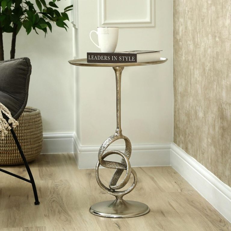 Side Table - Round - Nickel Twisted Metal