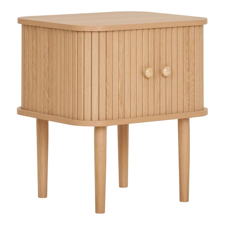 Nikko Side Table - 2 Door - Curved - Fluted - Pine Wood