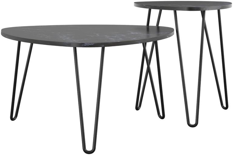 Nowata Athena Black Marble Effect Nesting of 2 Tables - 7021899COMNUK