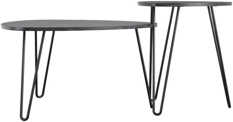 Nowata Athena Black Marble Effect Nesting of 2 Tables - 7021899COMNUK
