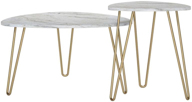 Nowata Athena White Marble Effect Nesting of 2 Tables - 7021891COMNUK