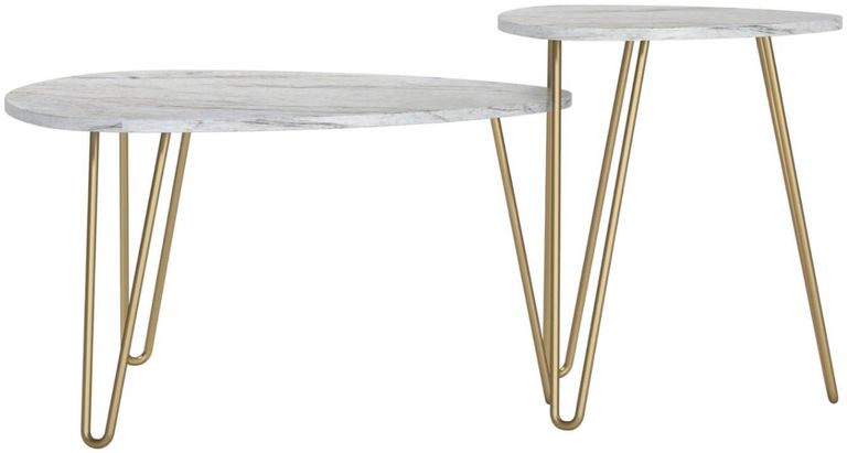 Nowata Athena White Marble Effect Nesting of 2 Tables - 7021891COMNUK