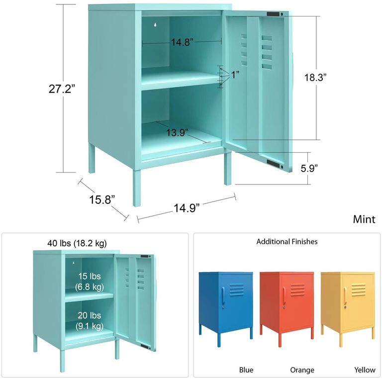 Nowata Cache Blue Locker End Table - 2354810COMNUK