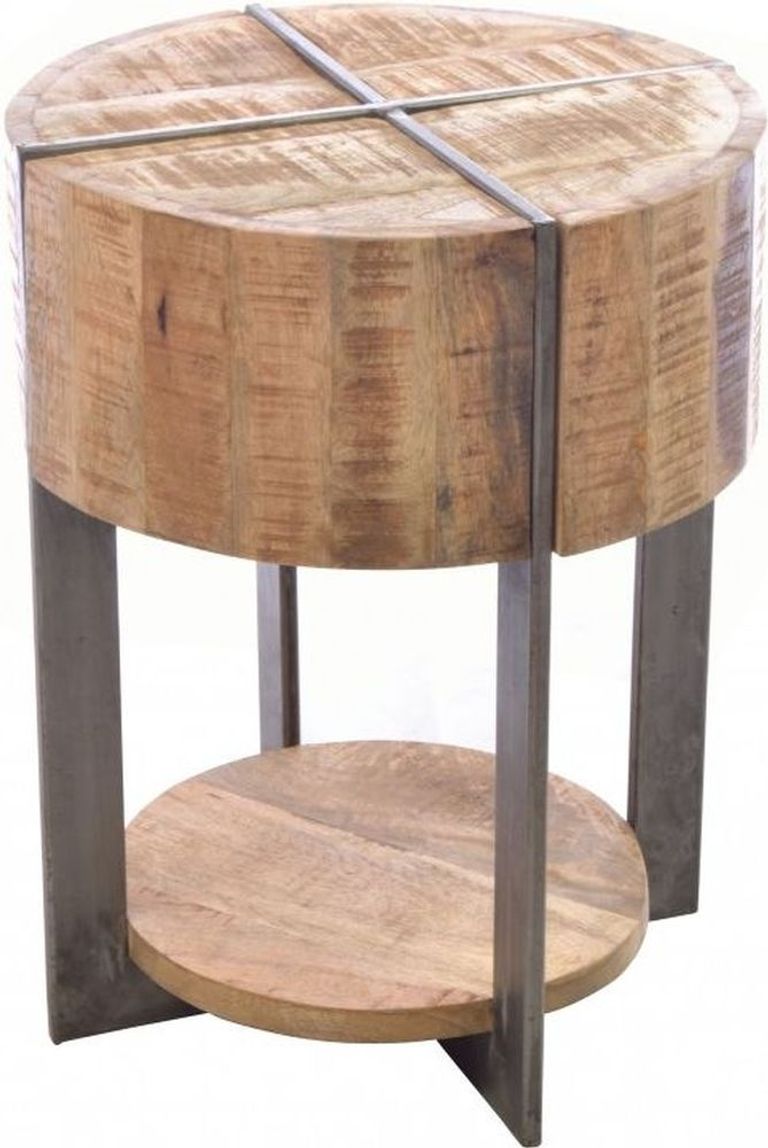 Old Empire Mango Wood Round Lamp Table