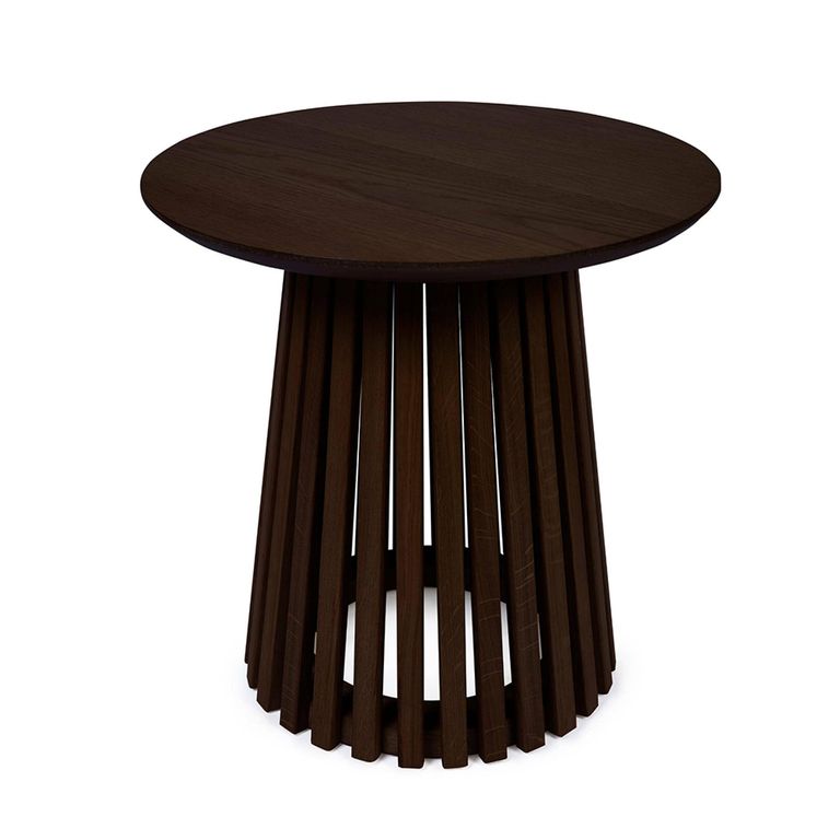 Ollie Lamp Table - Round - Slatted Base - Dark Oak