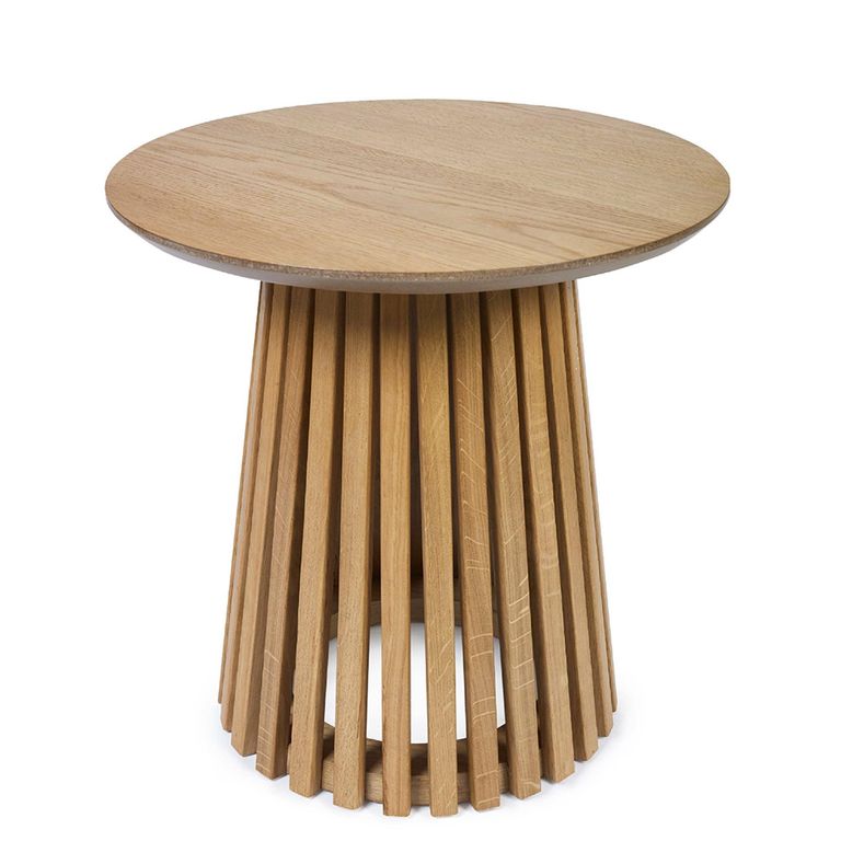 Ollie Lamp Table - Round - Slatted Base - Natural Oak