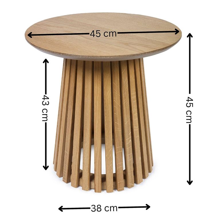 Ollie Lamp Table - Round - Slatted Base - Natural Oak