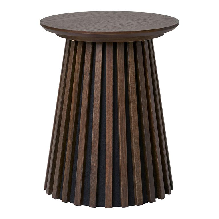 Osaka Round Side Table - Slatted Base - Smoked Oak