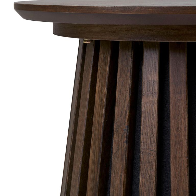Osaka Round Side Table - Slatted Base - Smoked Oak
