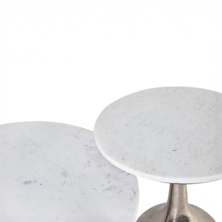 Perugia Side Table - White Marble - Round - Set of 2