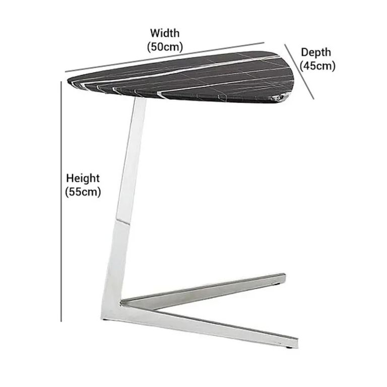 Plectrum Accent Table - Triangular - Marble with Steel Base - Variation Available