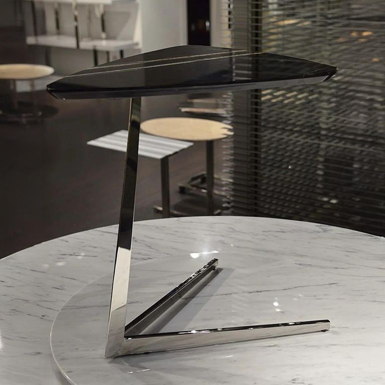 Plectrum Accent Table - Triangular - Marble with Steel Base - Variation Available