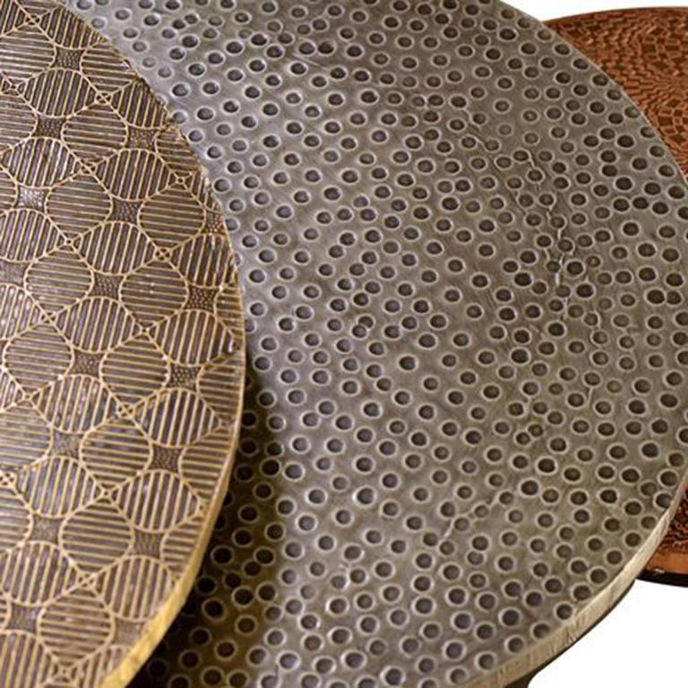 Potoa Coffee Table - Copper and Brass - Round - Set of 3