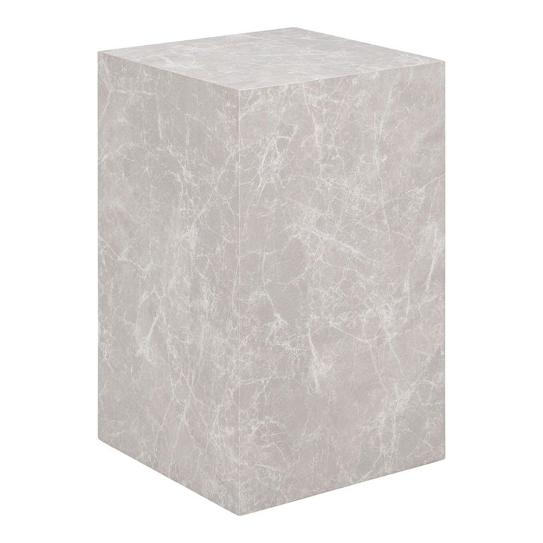 Prague Side Table - Tall - Beige Marble Effect